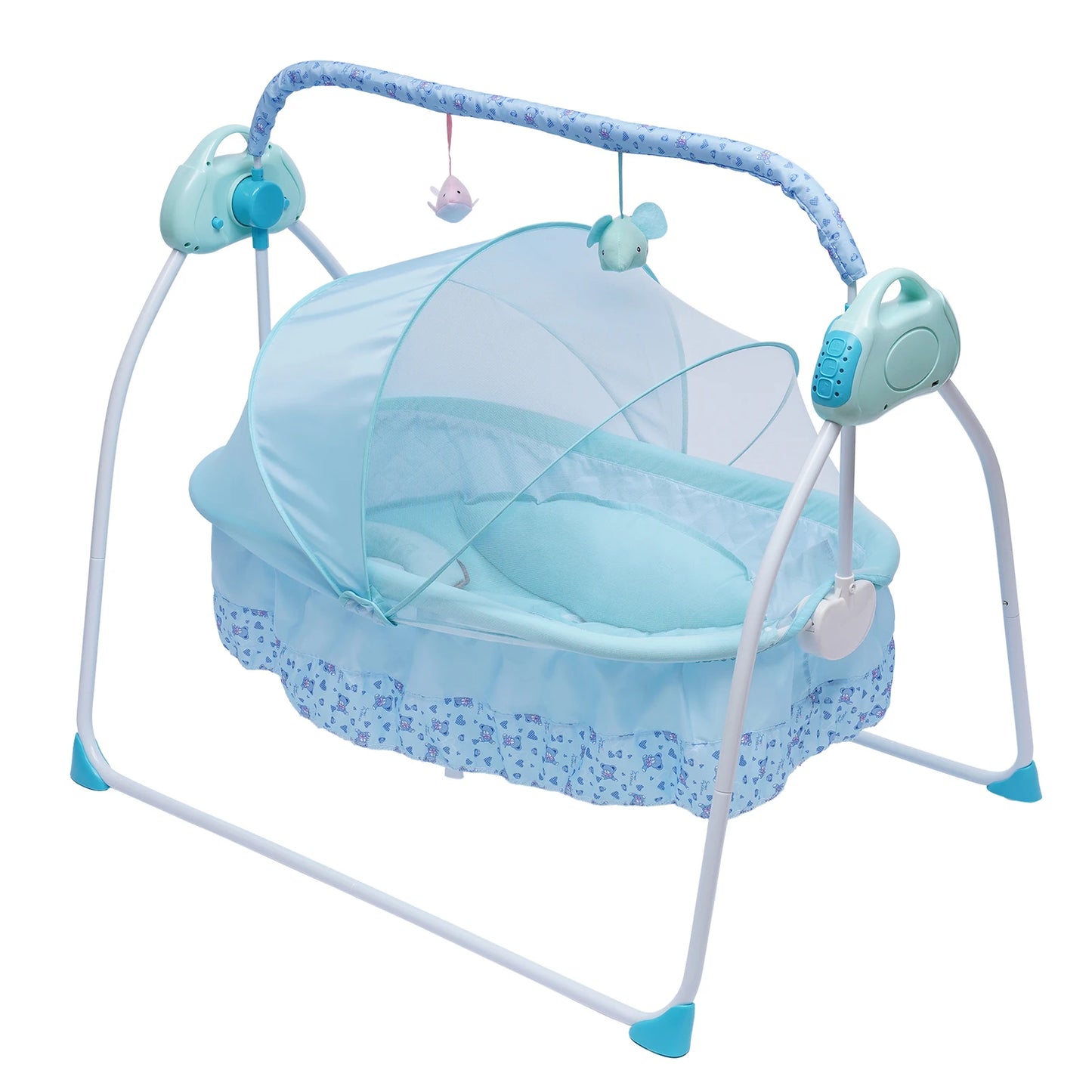 Balancelle bebe electrique confort avec moustiquaire bleu