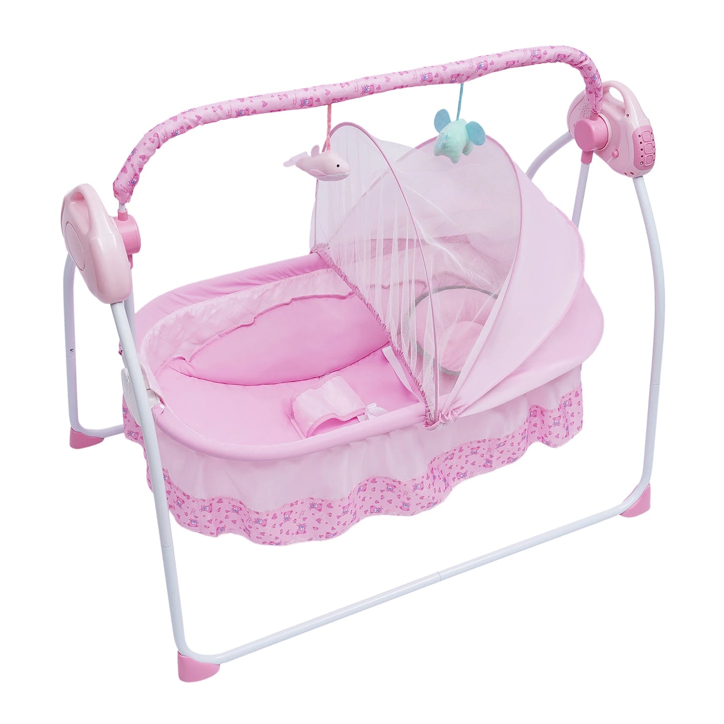Balancelle bebe electrique confort avec moustiquaire rose