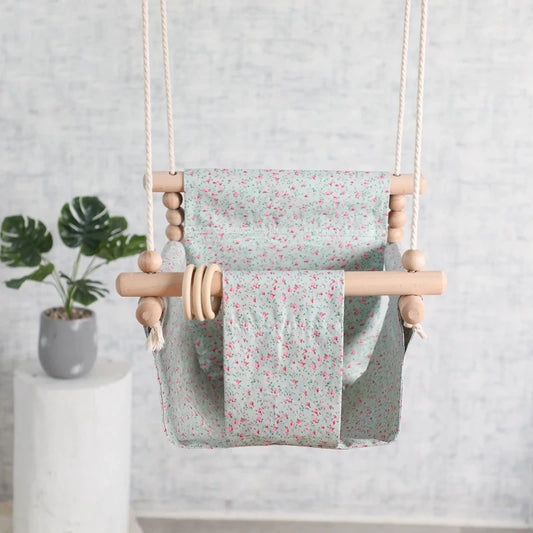 Balancelle_bebe_en_bois gris perle