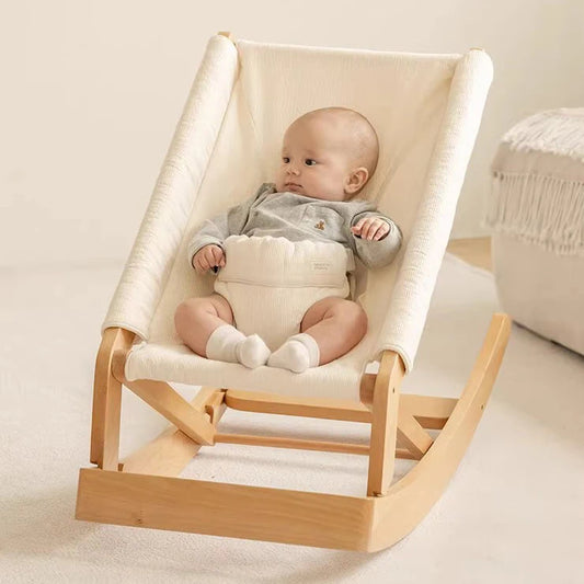 Balancelle bebe en bois naturel et tissu respirant