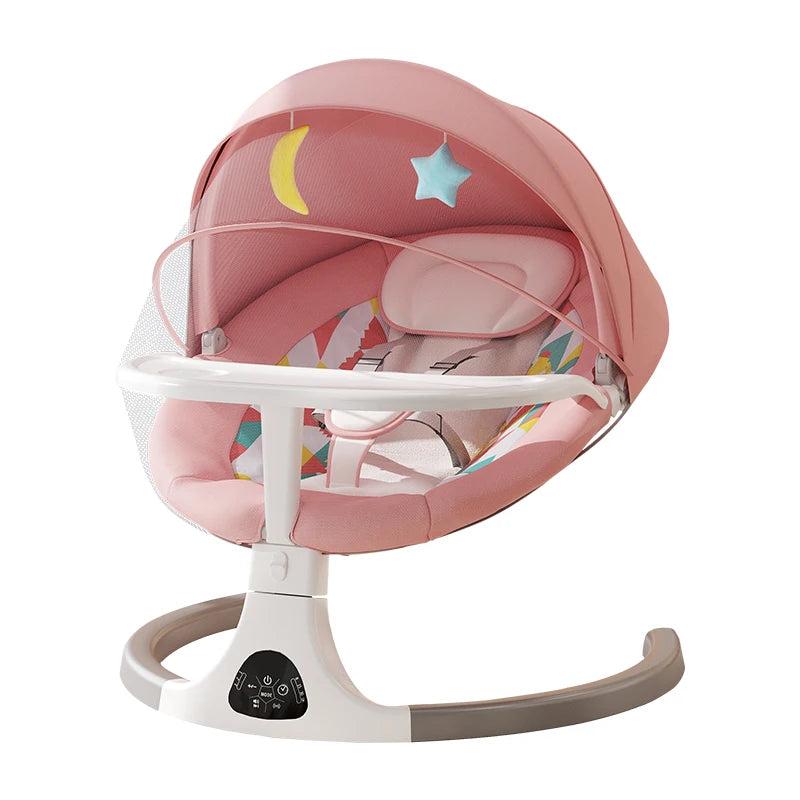 Transat bebe electrique avec moustiquaire rose