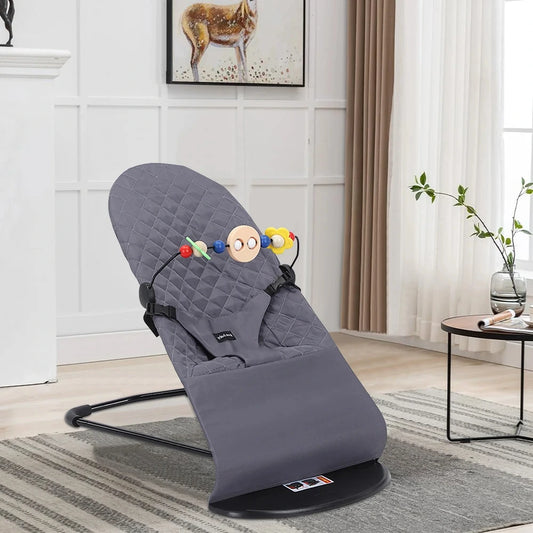 Balancelle bébé pliable avec inclinaison réglable et jouets suspendus