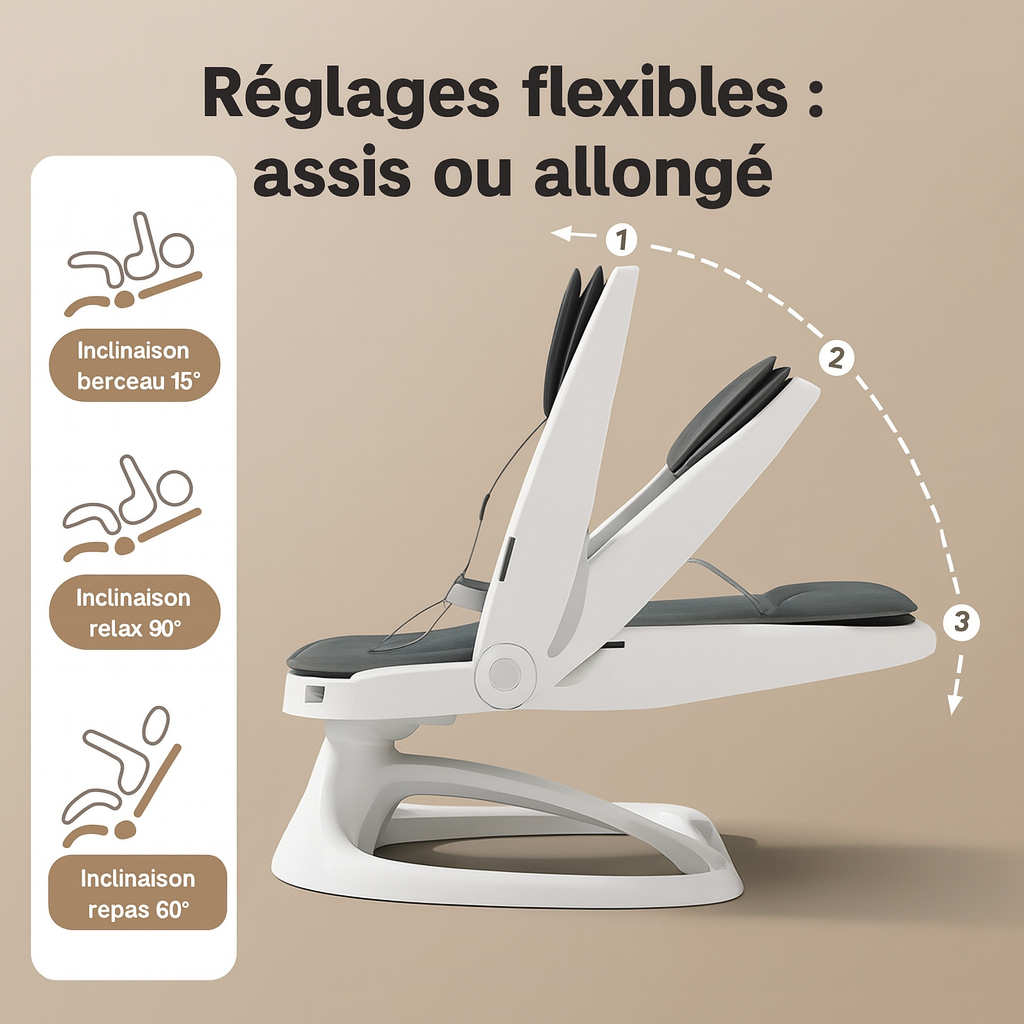 Balancelle bébé électrique 3-en-1 blanc