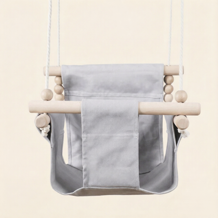 Transat bébé en bois gris