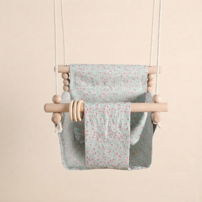 Transat bébé en bois vert d'eau