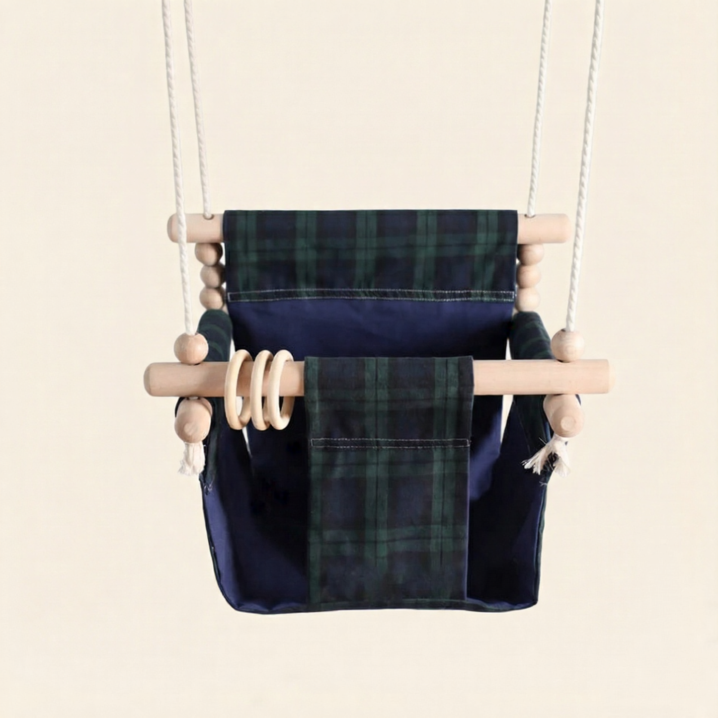 Transat bébé en bois bleu et vert