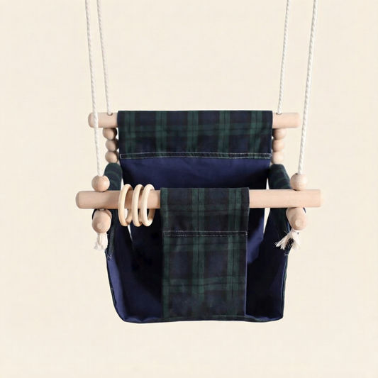 Transat bébé en bois bleu et vert