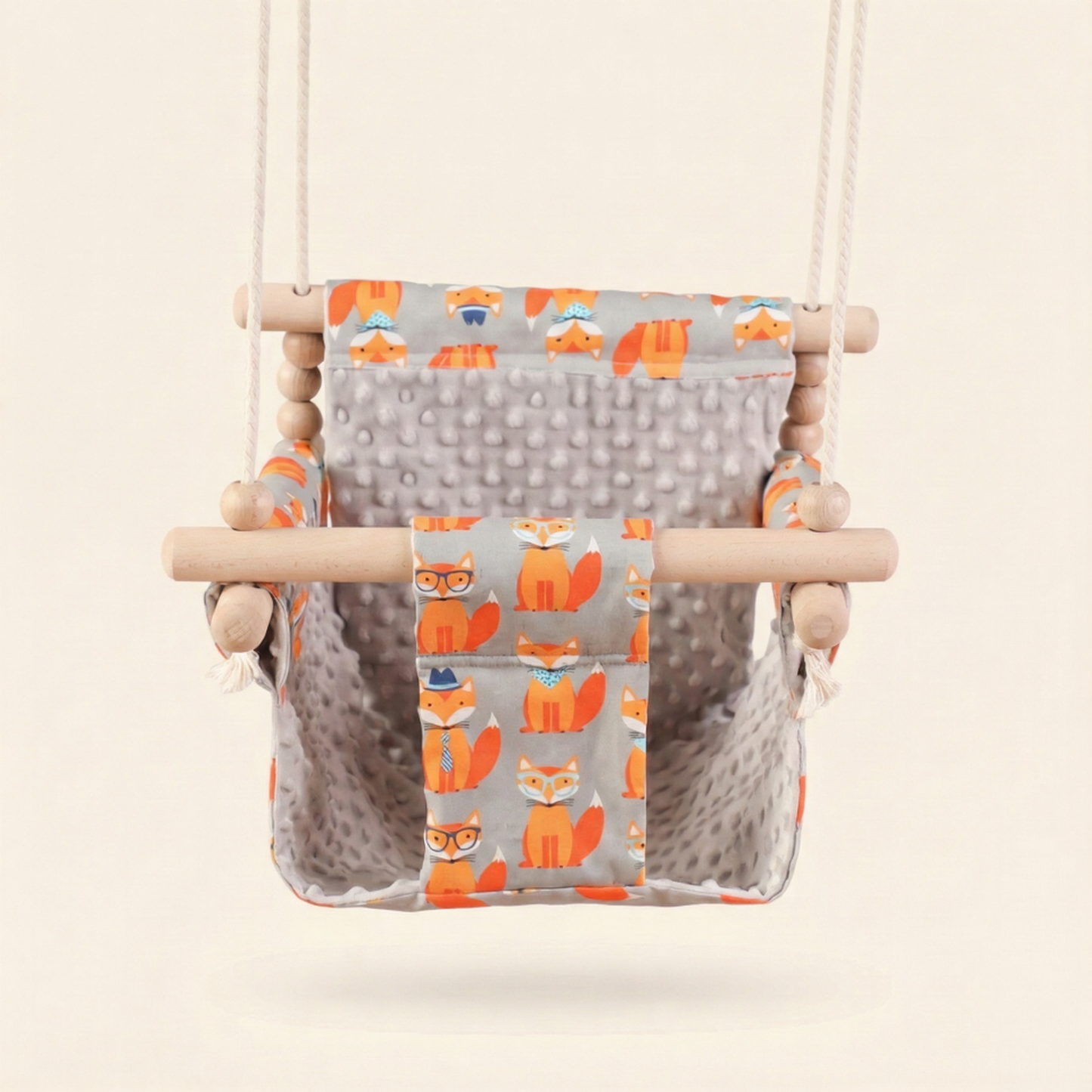 Transat bébé en bois gris renard