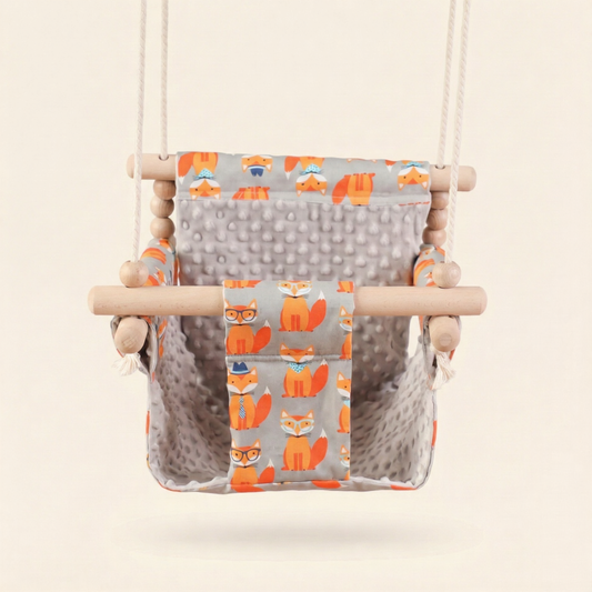 Transat bébé en bois gris renard